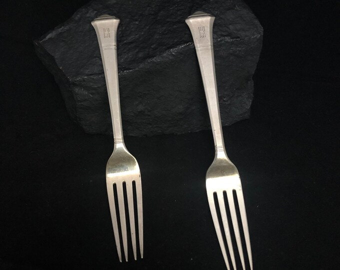 Tiffany & Co. Sterling Silver Pair of Dinner Forks, Sterling Silver Tiffany and Co. "Windham" Pattern Forks, Pat. 1923 Two (2) Tiffany Forks