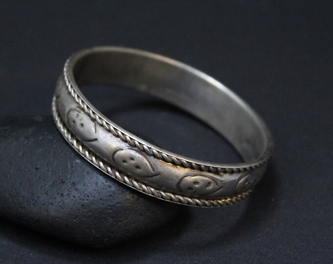 Sterling Silver Bangle Bracelet, Sterling 925 Bangle, Sterling Rope Bangle, Sterling Silver Rope Bracelet, Tibetan Sterling Bangle