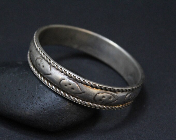 Sterling Silver Bangle Bracelet, Sterling 925 Bangle, Sterling Rope Bangle, Sterling Silver Rope Bracelet, Tibetan Sterling Bangle