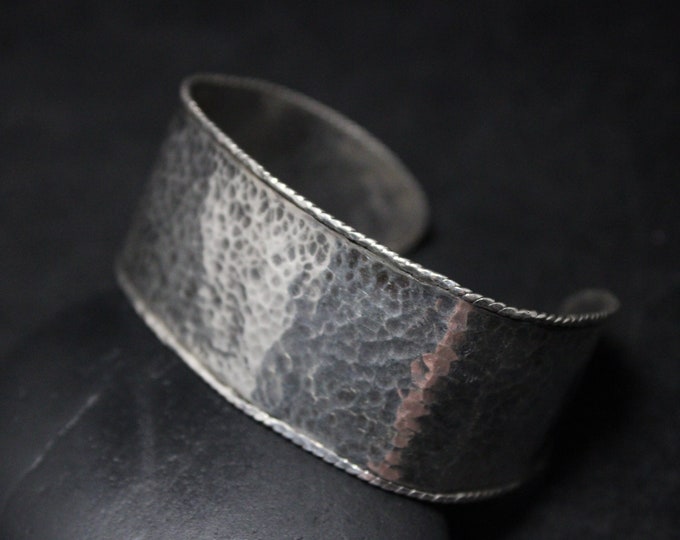 Sterling Silver Hammered Wide Cuff Bracelet, Hammered Sterling Silver Cuff, Hammered Silver Jewelry, Textured Sterling Silver Cuff Bracelet