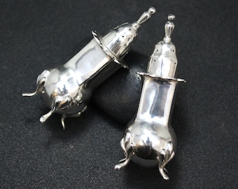 Sterling Silver Sanborns Mexico Salt and Pepper Shakers, Sterling Salt and Pepper, Early Mexican Sterling, Mexican Tableware