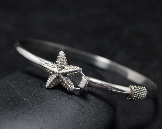 Sterling Silver Starfish Cuff Bracelet, Starfish Jewelry, Starfish Bracelet, Starfish Charm, Ocean Bracelet, Ocean Jewelry, Nautical Silver
