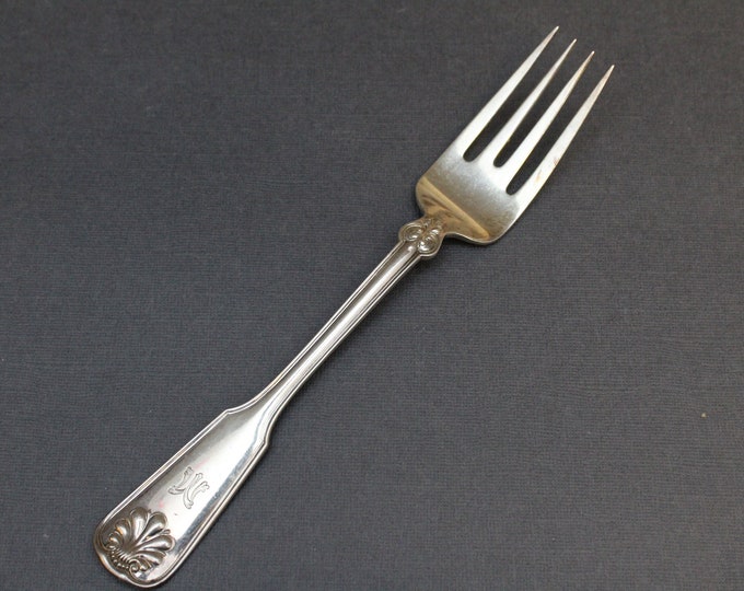 Sterling Silver Tiffany & Co Shell and Thread Serving Fork with M Monogram, Tiffany Shell and Thread Flatware, Tiffany Serving Fork