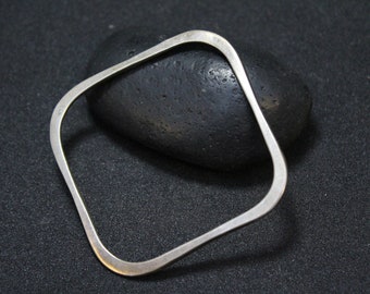 Square Sterling Silver Bangle Bracelet, Simple Sterling Bangle, Simple Silver Bracelet, Minimalist Sterling Bangle, Plain Sterling Jewelry