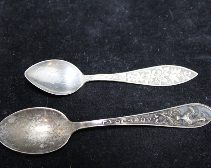 Set of 2 Sterling Silver Collectible Souvenir Spoons, Portugal and Canada Sterling Souvenir Collectibles, 2 Demitasse Sterling Spoons