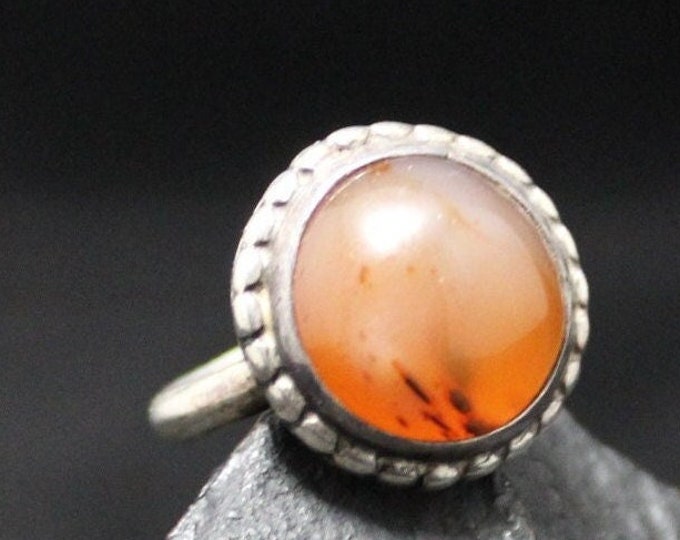 Sterling Silver 925 Carnelian Ring, Oval Stone Shaped Ring, Ring, Gemstone Ring, Statement Ring, Carnelian Jewelry