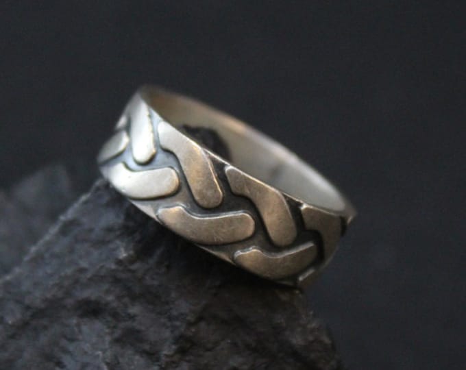 Sterling Silver Tire Tread Band Ring