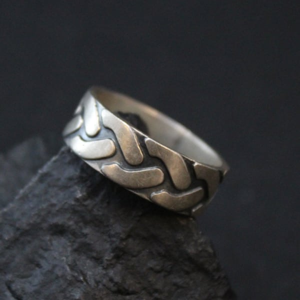 Sterling Silver Tire Tread Band Ring