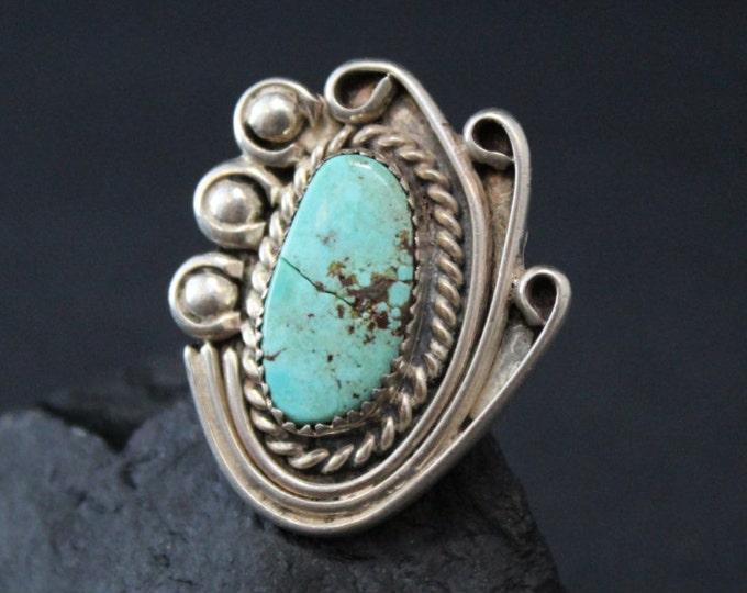 Large American Sterling Silver Turquoise Statement Ring (AS IS)