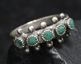 Sterling Silver Turquoise Old Pawn Turquoise Vintage Ring, Sterling Silver Turquoise Band Ring, Alternative Wedding Band, Turquoise Ring