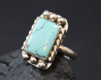 Sterling Silver and Faux Turquoise Southwestern Ring (AS IS)