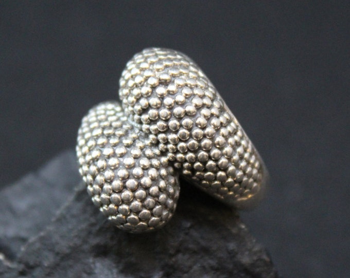 Sterling Silver Wax Cast Hollow Textured Modernist Comfort Fit Ring