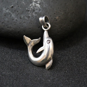 Sterling Silver Swimming Dolphin Pendant, Dolphin Jewelry, Small Dolphin Pendant, Beach Jewelry, Dolphin Souvenir Jewelry, Dolphin Gift
