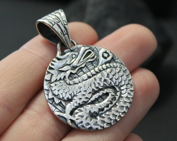 Sterling Silver Chinese Zodiac Year of the Dragon Pendant