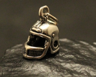 Sterling Silver Vintage Football Helmet Charm, Solid Sterling Football Pendant Charm