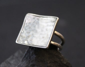 Sterling Silver Retired Designer Silpada Hammered Square Ring