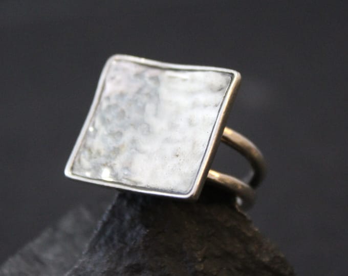 Sterling Silver Retired Designer Silpada Hammered Square Ring