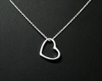 Valentine's Day Delicate Sterling Silver Open Heart Choker Necklace