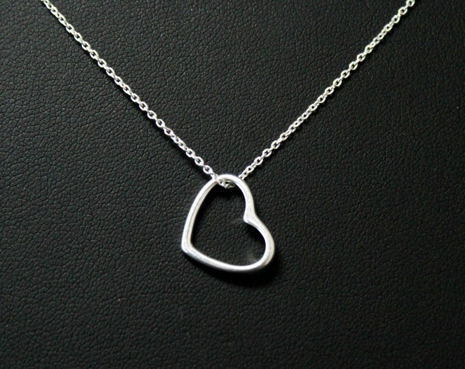 Valentine's Day Delicate Sterling Silver Open Heart Choker Necklace