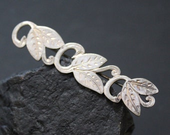 Vintage 900 Silver Leaf Bar Pin Brooch