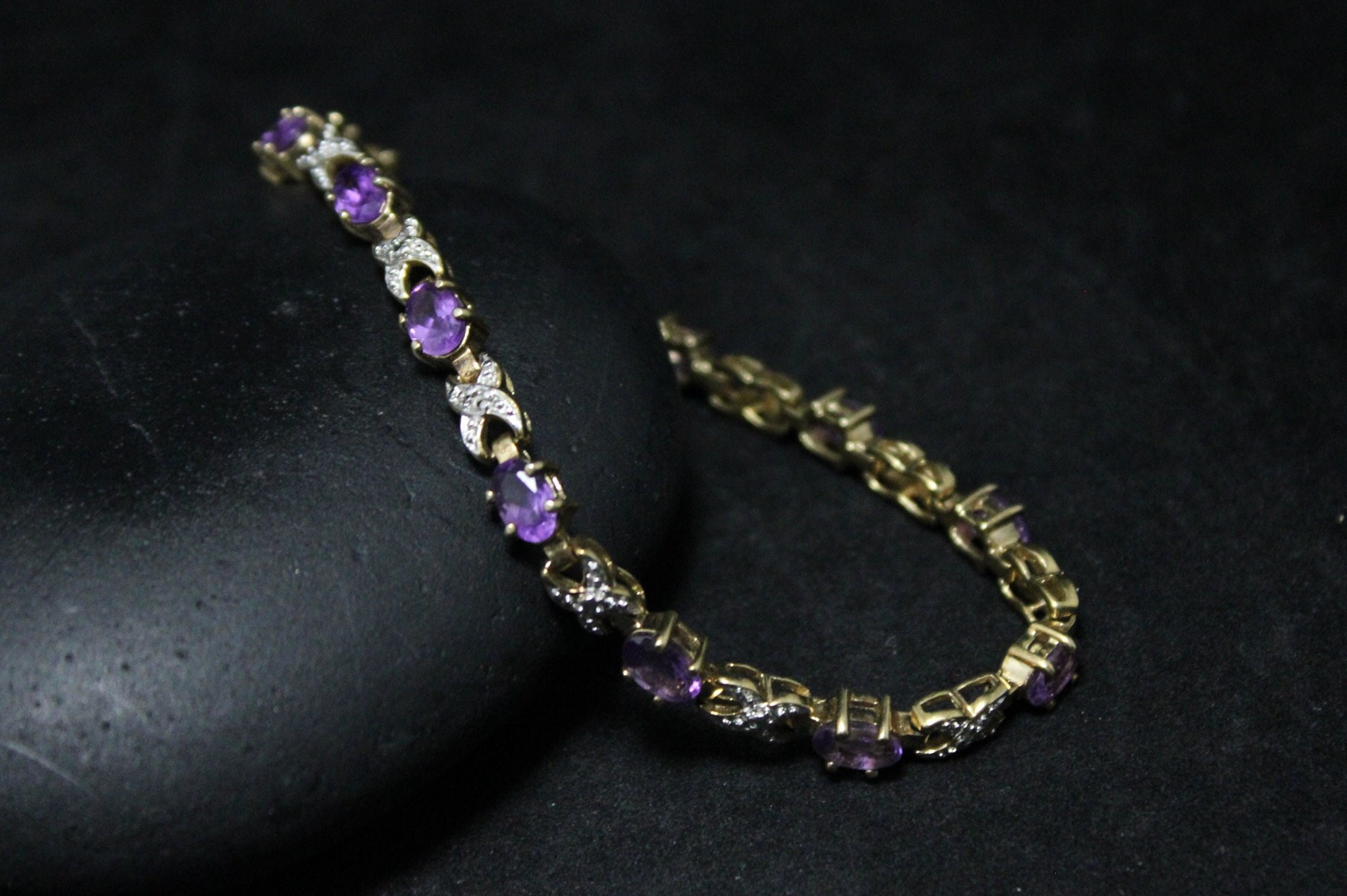 Genuine Purple Amethyst Pure Silver Over Brass Heart Tennis Bracelet -  JCPenney