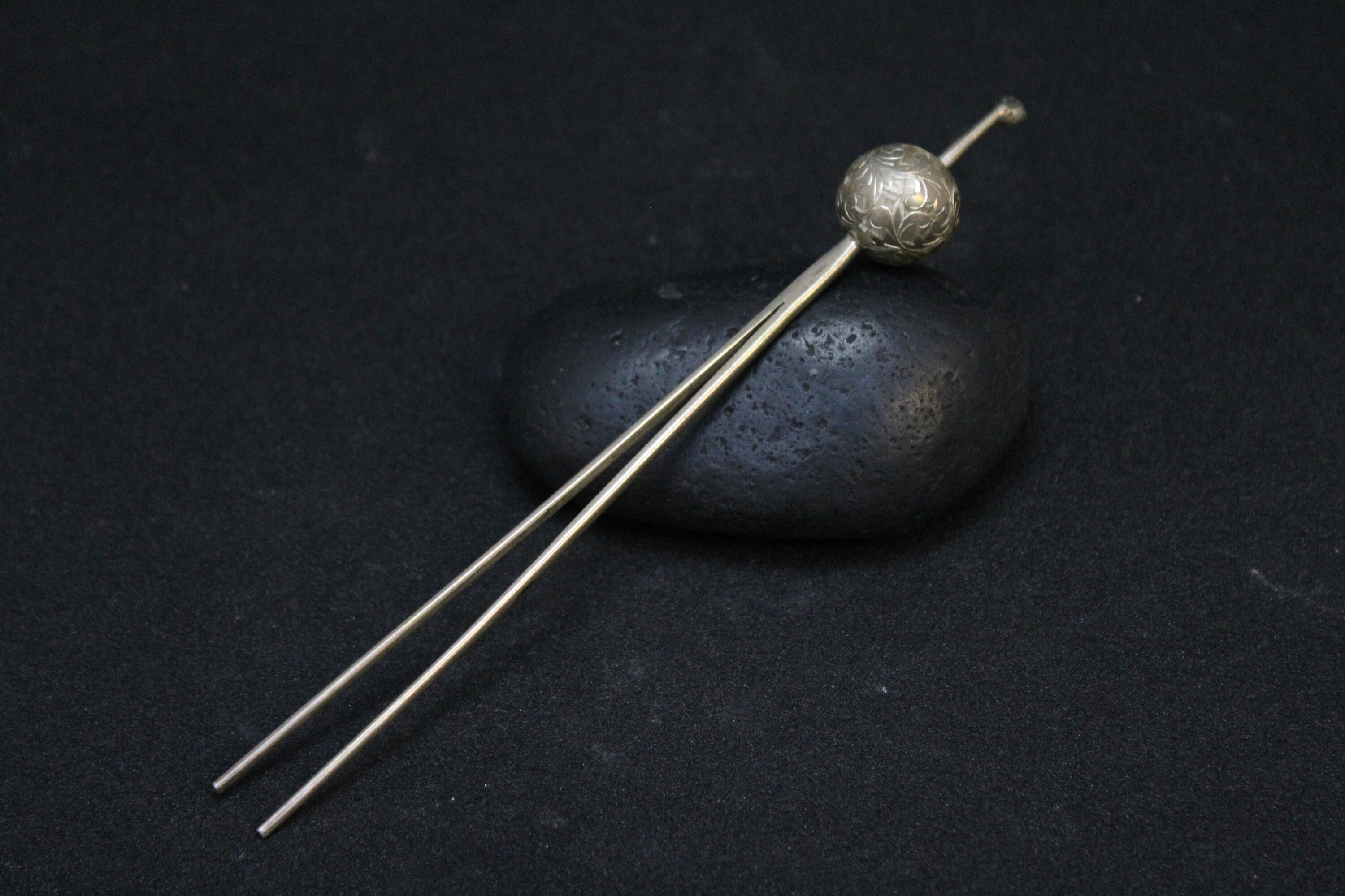 Sterling Silver Chinese Etched Hair Piece Sterling Silver Hair