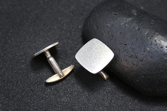 Sterling Silver Modern Square Cuff Links, Simple S