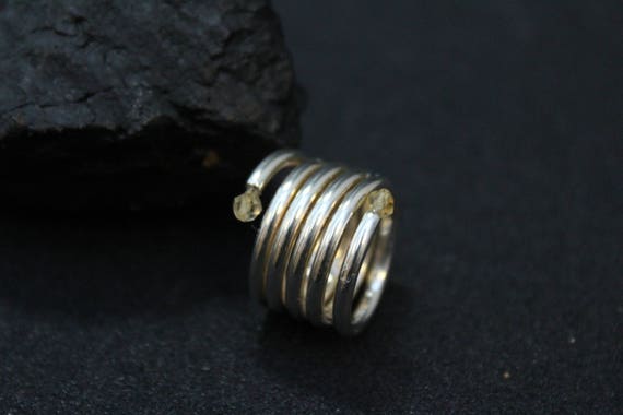 Sterling Silver Beaded Spiral Ring, Sterling Spir… - image 5