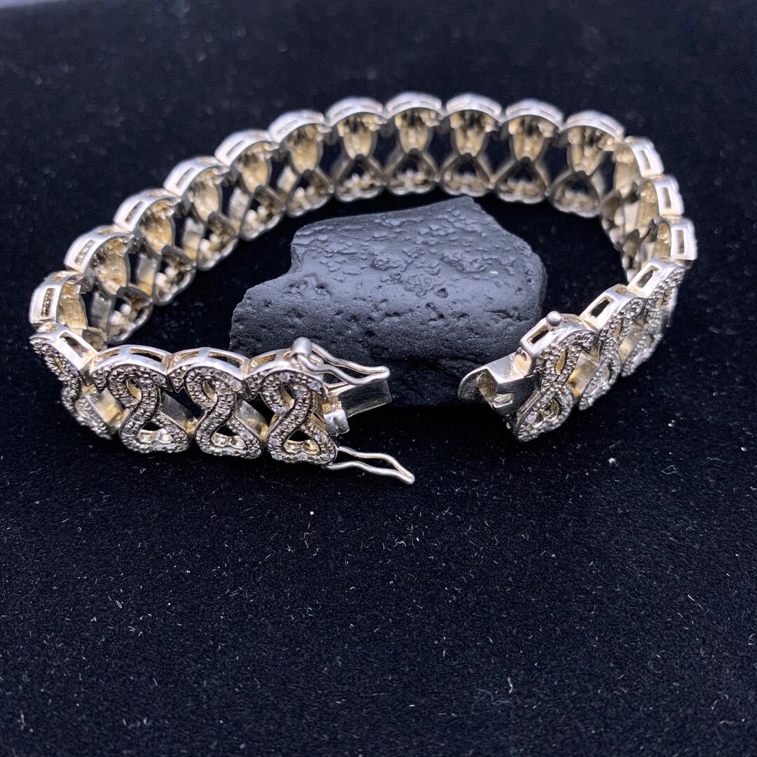 Vintage Silver  chain  Bracelet 925  ブレス Vintage Sterling Silver 925 Chunky Unique Bracelet 8