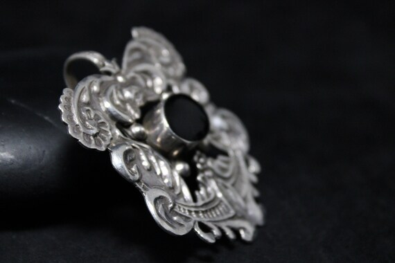 Sterling Silver Vintage TAXCO Art Nouveau Style O… - image 5