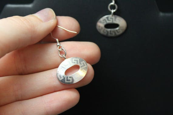 Sterling Greek Key Dangle Earrings, Sterling Silv… - image 5