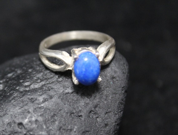 Sterling Silver Lapis Ring, Silver Lapis Lazuli Ring, Sterling Silver Ring, Minimalist Lapis Lazuli Ring