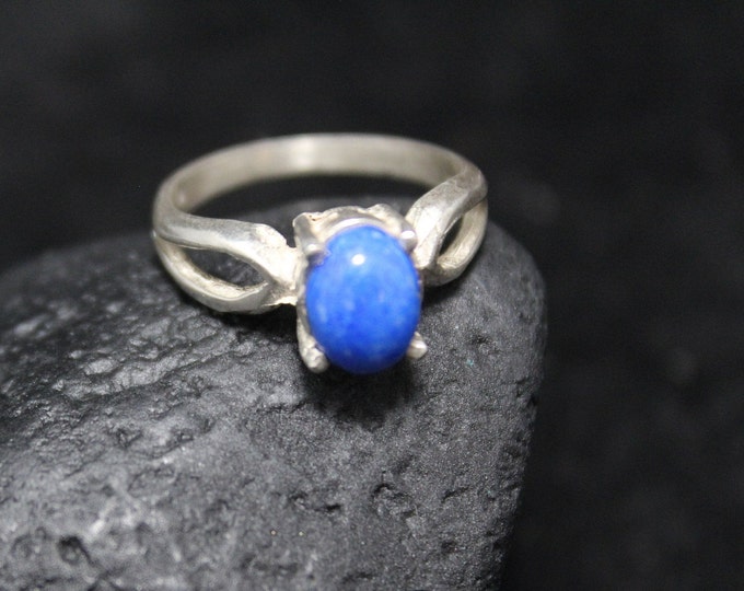 Sterling Silver Lapis Ring, Silver Lapis Lazuli Ring, Sterling Silver Ring, Minimalist Lapis Lazuli Ring