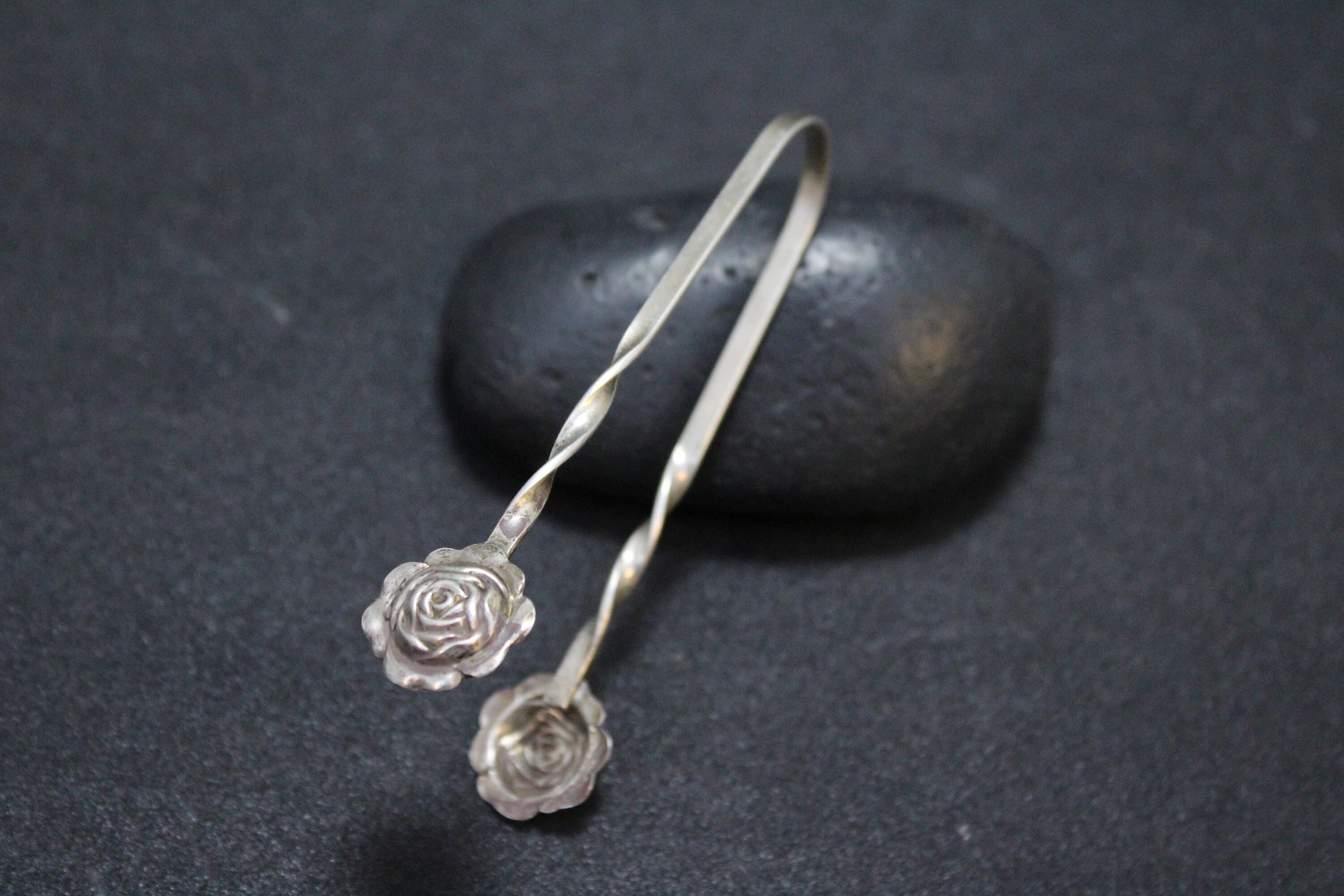 Sterling Silver Raimond ROSE FLORAL Bon Bon Sugar Tongs, Floral Sugar