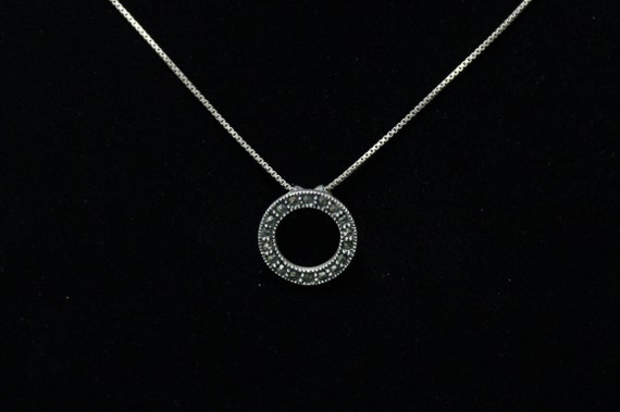 Sterling Silver Marcasite Open Circle Necklace 19… - image 8