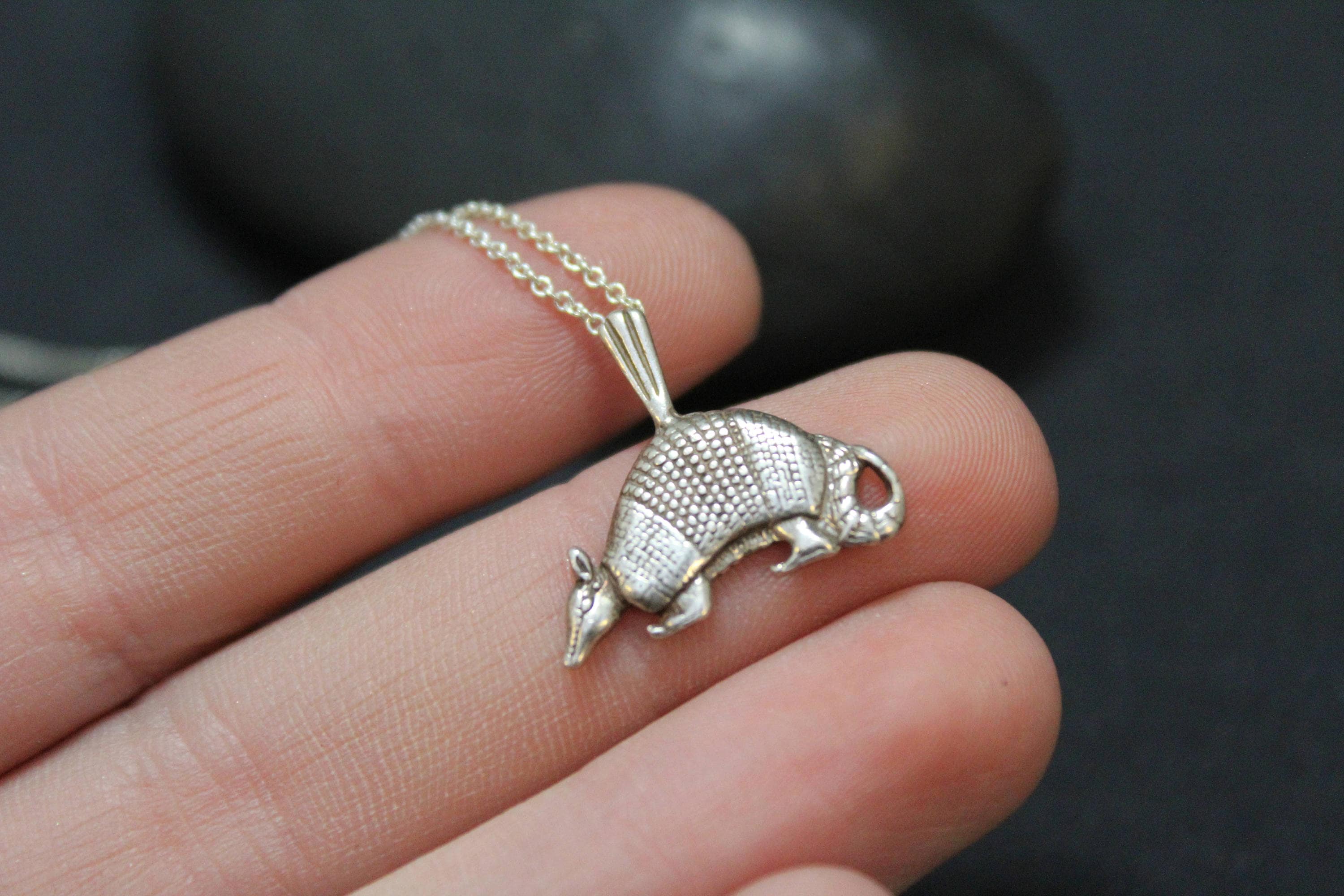 Sterling Silver Armadillo Necklace, Sterling Silver Armadillo Pendant