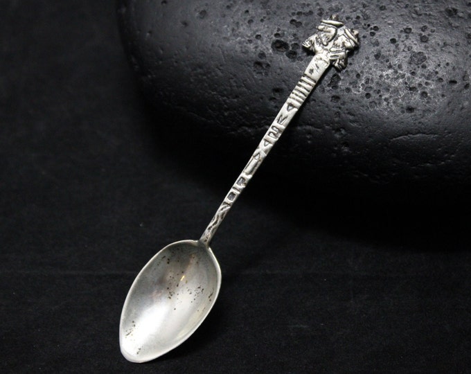 Vintage 850 Silver Mexico Souvenir Spoon With Two Sleeping In Sombrero Men, Hecho En Mexico Souvenir Spoon, Sterling Baby Mexico Spoon,