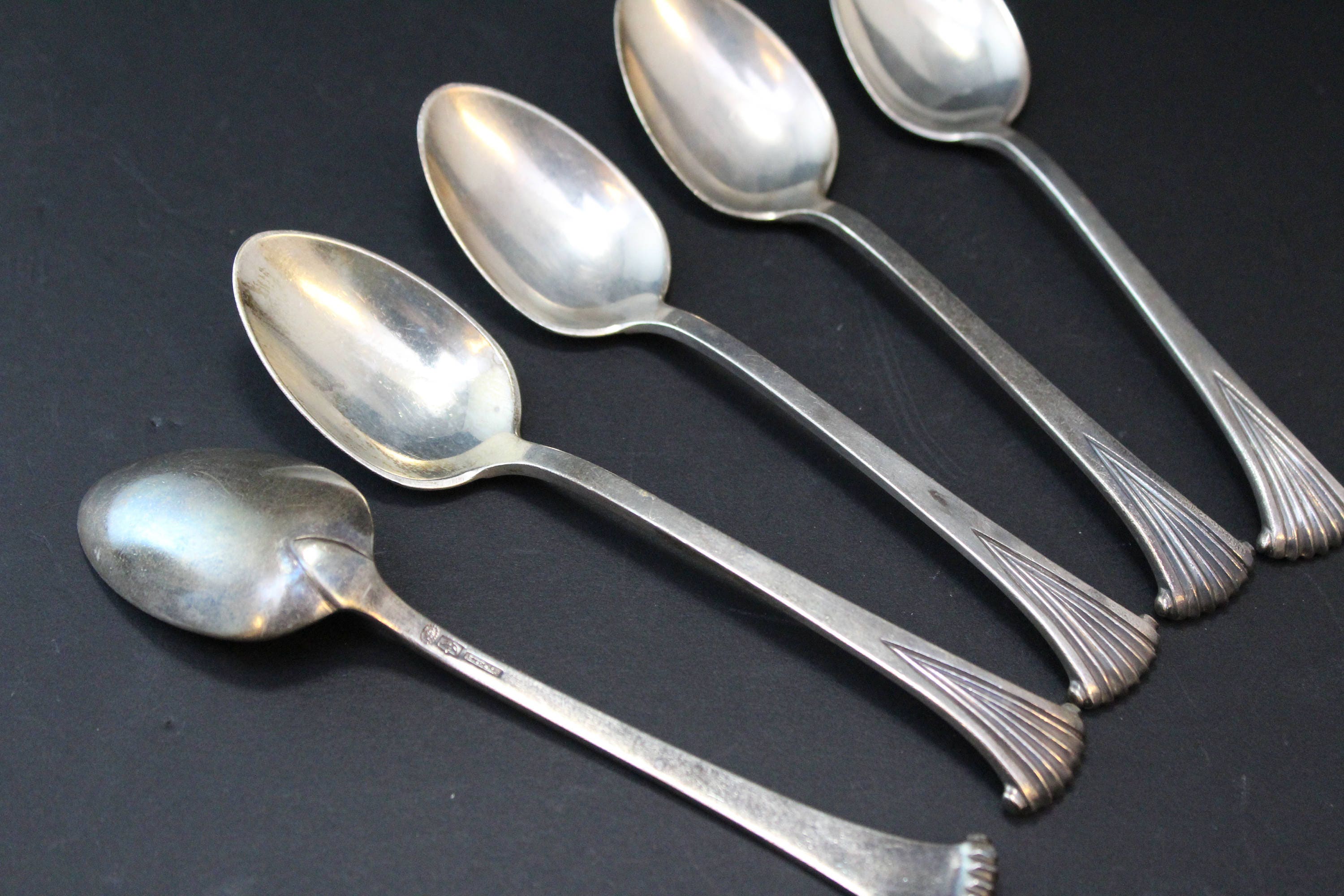 Sterling Silver Danish Flatware Set of 5 Teaspoons in Onslow Pattern by