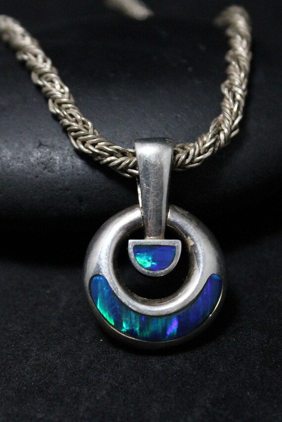 Sterling Silver Modernist Abstract Geometric Opal… - image 2