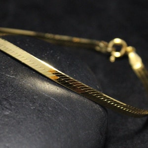 Gold Plated Sterling Silver Smooth Herringbone Bracelet 6 3/4 Inches, Minimalist Herringbone Jewelry, Gold Herringbone Chain Bracelet