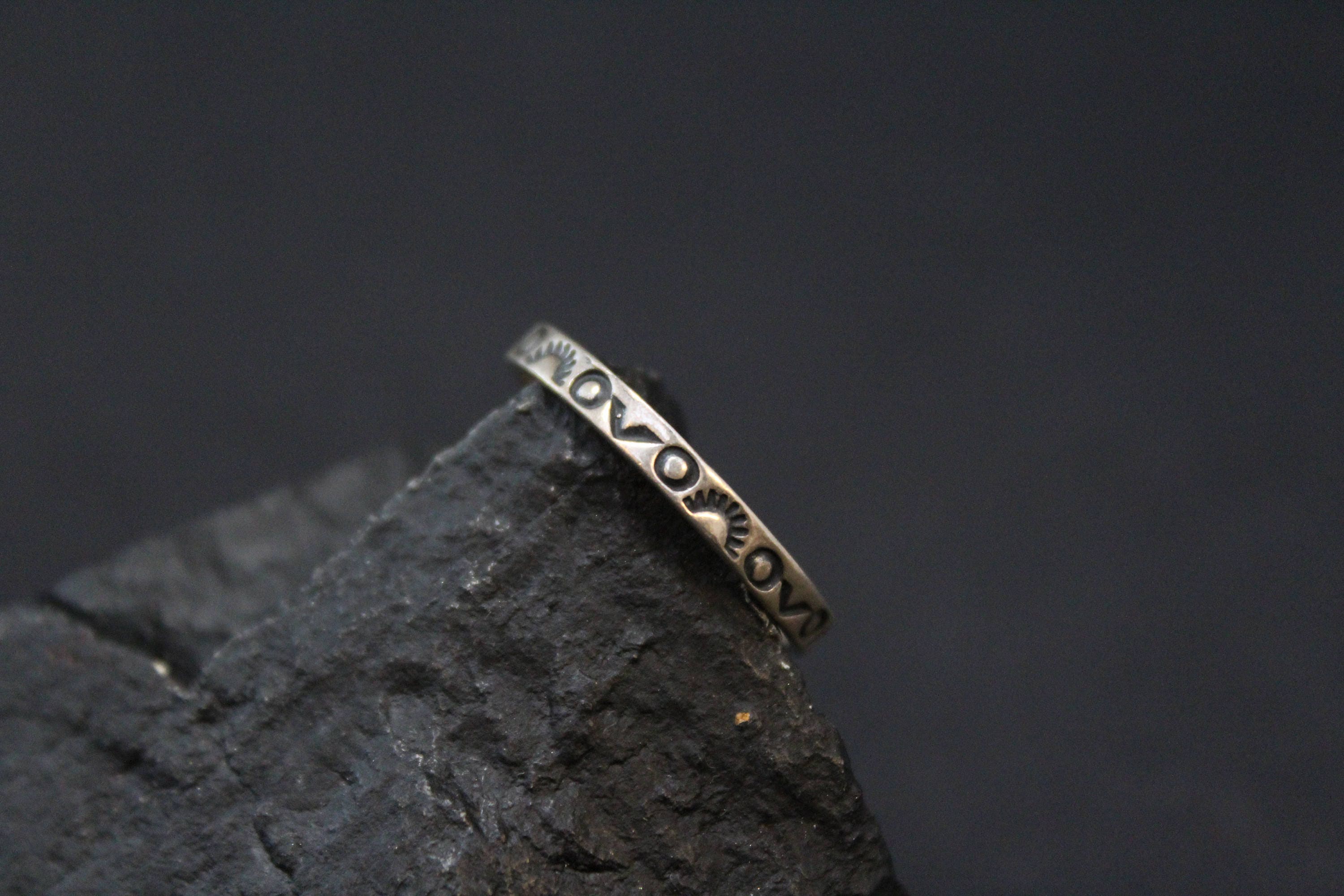 Sterling Silver Native American Stamped Stacking Band Ring, Navajo Band ...