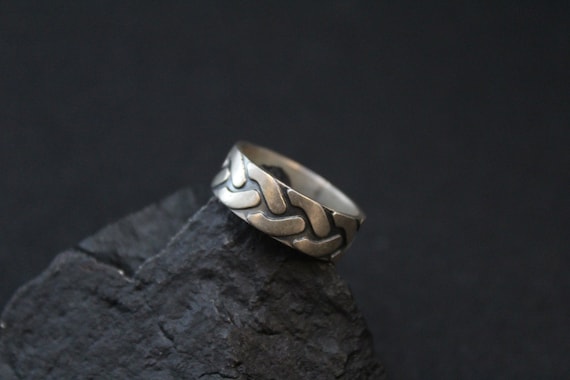 Sterling Silver Tire Tread Band Ring - image 1