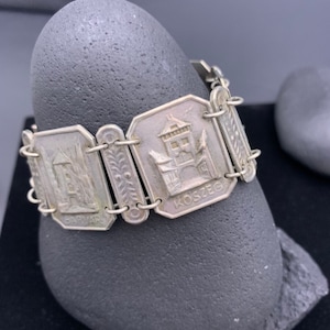 Vintage Sterling Silver Link Bracelet, Vintage 925 Silver Link Bracelet, Hungary Silver Panel Bracelet, Hungarian Bracelet