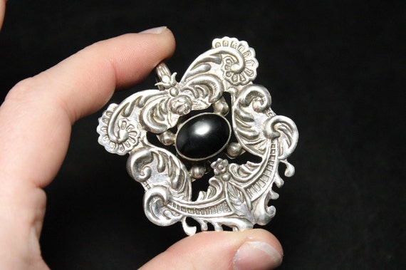 Sterling Silver Vintage TAXCO Art Nouveau Style O… - image 6