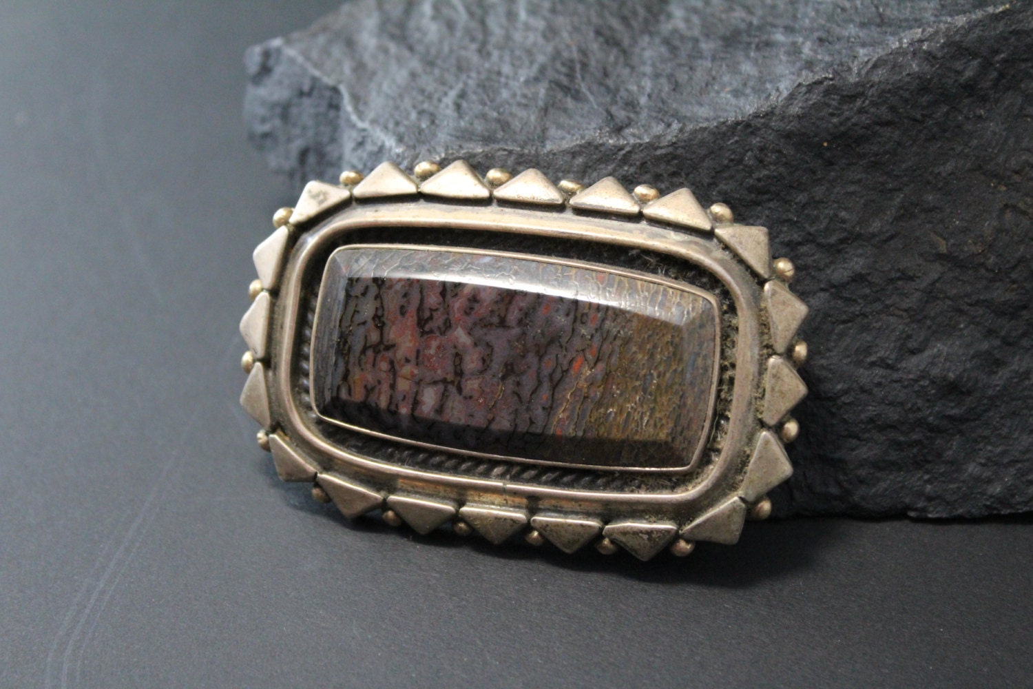 Dinosaur Fossil Very Rare Vintage Native American Navajo Sterling Silver Bracelet Dinosaur Fossil Very Rare Vintage Native American Navajo Sterling Silver Bracelet