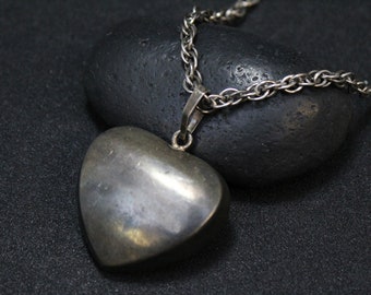 Sterling Silver Oxidized Puffy Heart Necklace, Big Sterling Heart Necklace, Puffy Heart Pendant, Bold Sterling Heart, Hollow Heart Pendant