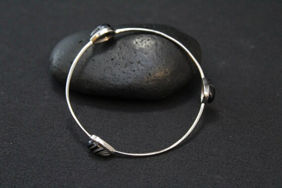Sterling Silver Agate Bangle, Gemstone Bangle Bra… - image 5