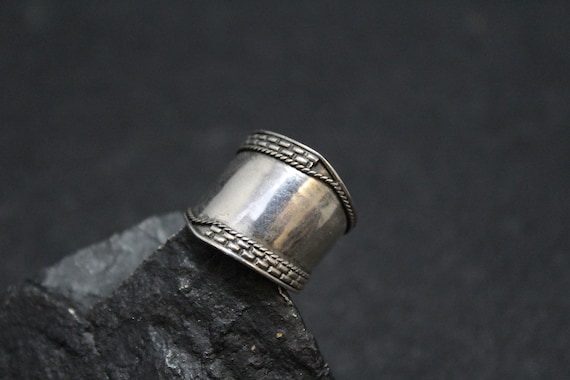 Sterling Silver Cigar Band Ring, Wide Sterling Band, Wide Silver Band Ring, Sterling Boho Band Ring, Wide Sterling Ring, Sterling Rope Ring
