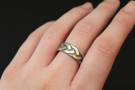 Sterling Silver Tire Tread Band Ring - image 4