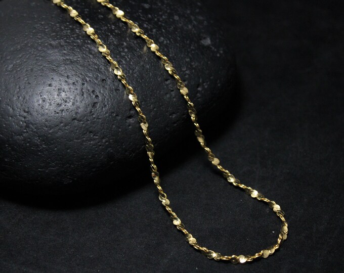 Gold Plated Sterling Silver Textured Nugget Tinsel Chain 20 Inches, Minimalist Gold Chain Necklace, Textured Gold Chain, Sparkly Chain